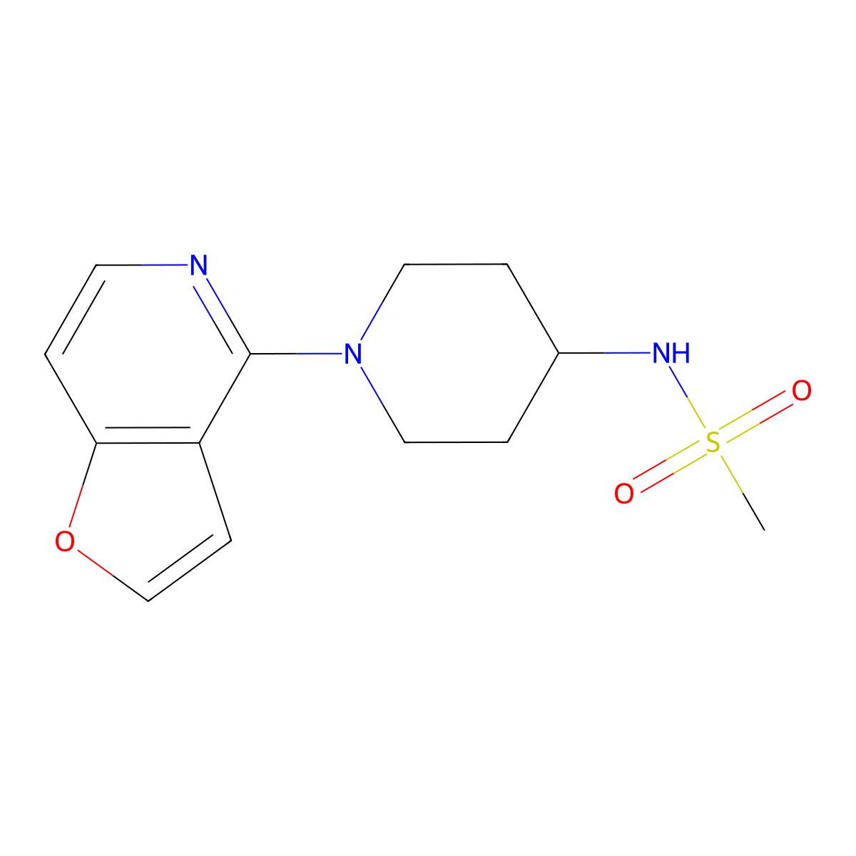 N-(1-{furo[3,2-c]pyridin-4-yl}piperidin-4-yl)methanesulfonamide molecular structure, CAS 2454220-03-0