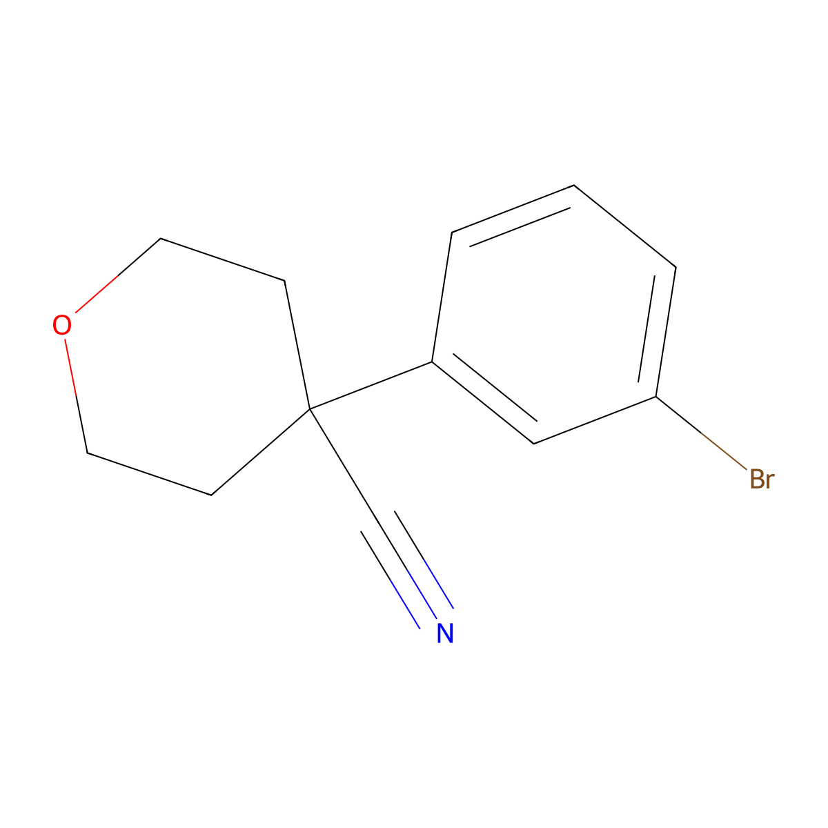 4-(3-Bromophenyl)oxane-4-carbonitrile molecular structure, CAS 245439-36-5