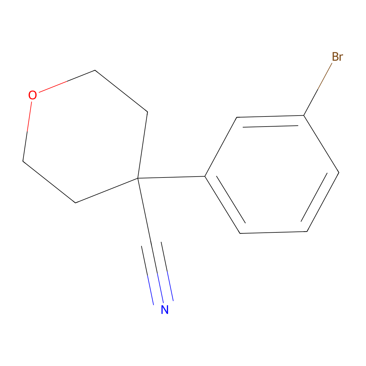 4-(3-Bromophenyl)oxane-4-carbonitrile molecular structure, CAS 245439-36-5