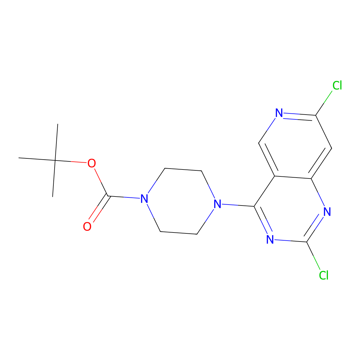 tert-Butyl 4-(2,7-dichloropyrido[4,3-d]pyrimidin-4-yl)piperazine-1-carboxylate molecular structure, CAS 2454396-21-3