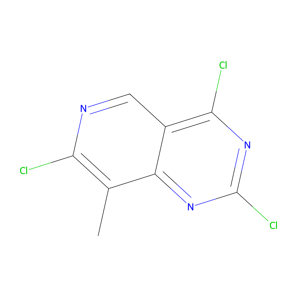 2,4,7-Trichloro-8-methyl-pyrido[4,3-d]pyrimidine molecular structure, CAS 2454396-72-4