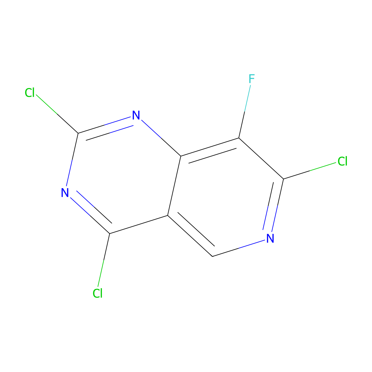 2,4,7-Trichloro-8-fluoropyrido(4,3-d)pyrimidine molecular structure, CAS 2454396-80-4