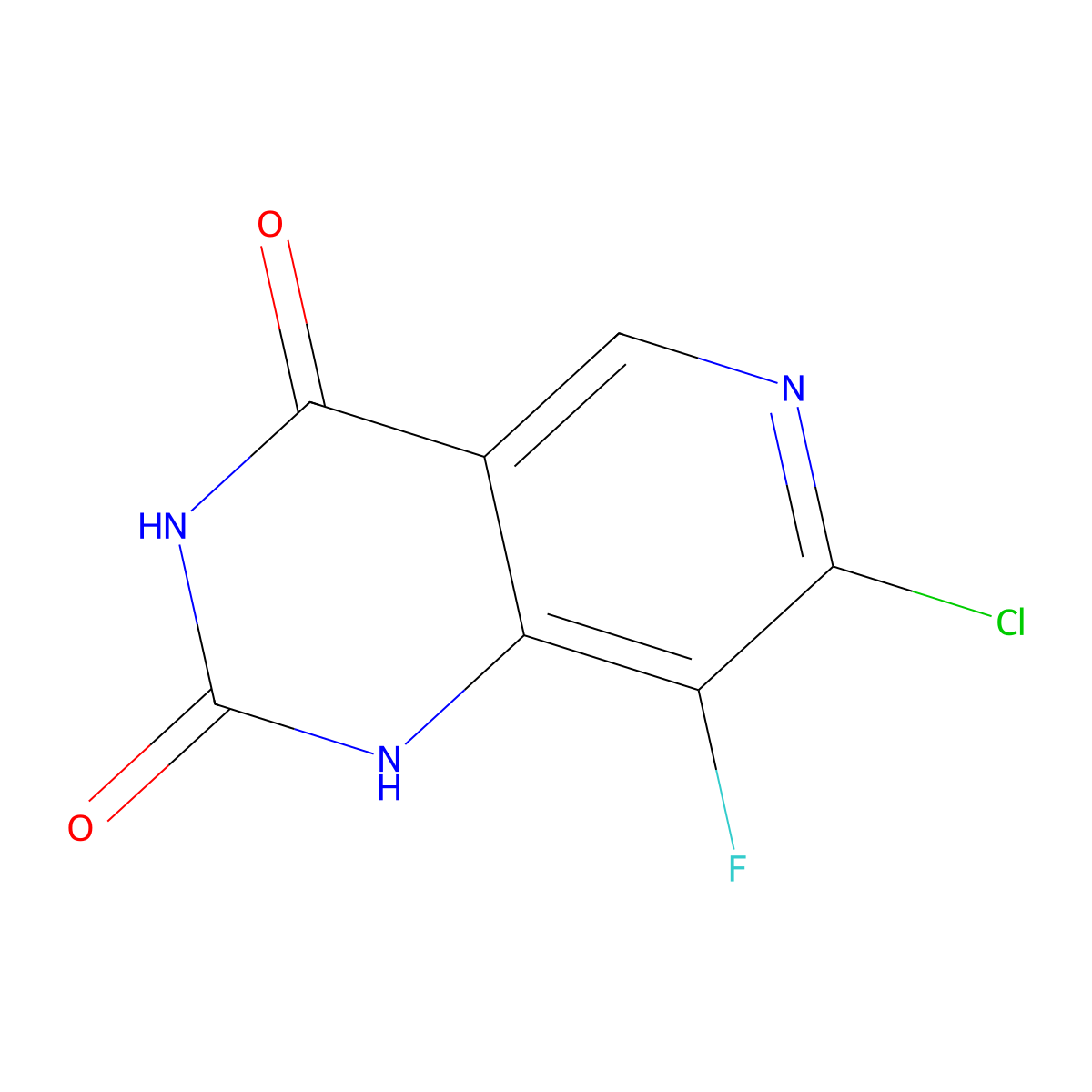 7-Chloro-8-fluoropyrido[4,3-d]pyrimidine-2,4(1H,3H)-dione molecular structure, CAS 2454397-75-0