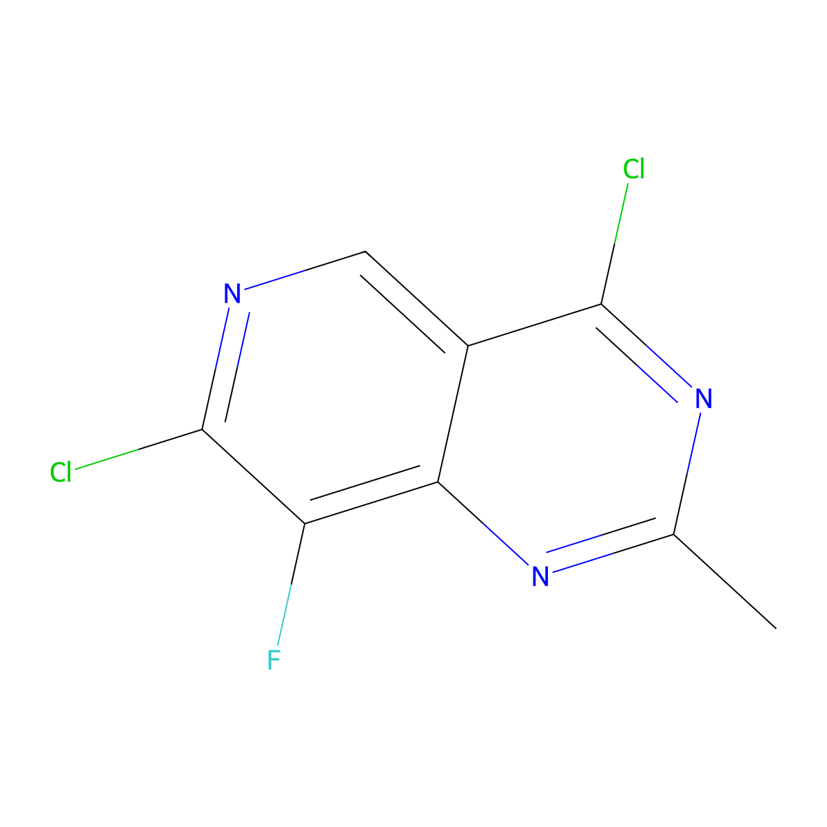 4,7-Dichloro-8-fluoro-2-methyl-pyrido[4,3-d]pyrimidine molecular structure, CAS 2454397-79-4