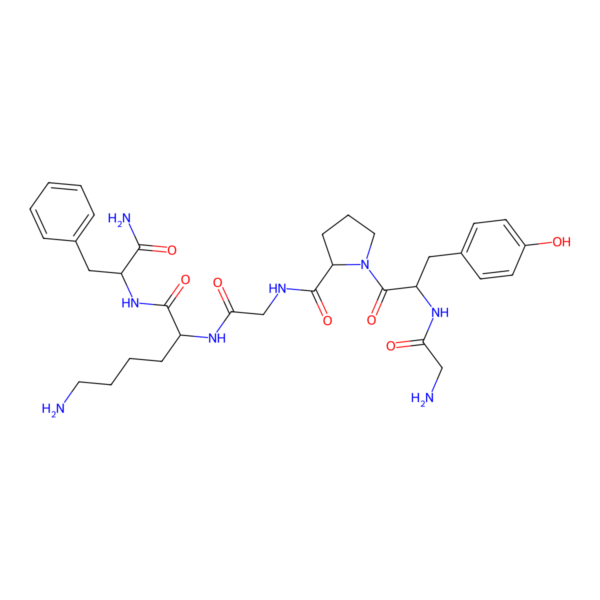 H-Gly-tyr-pro-gly-lys-phe-NH2 molecular structure, CAS 245443-52-1
