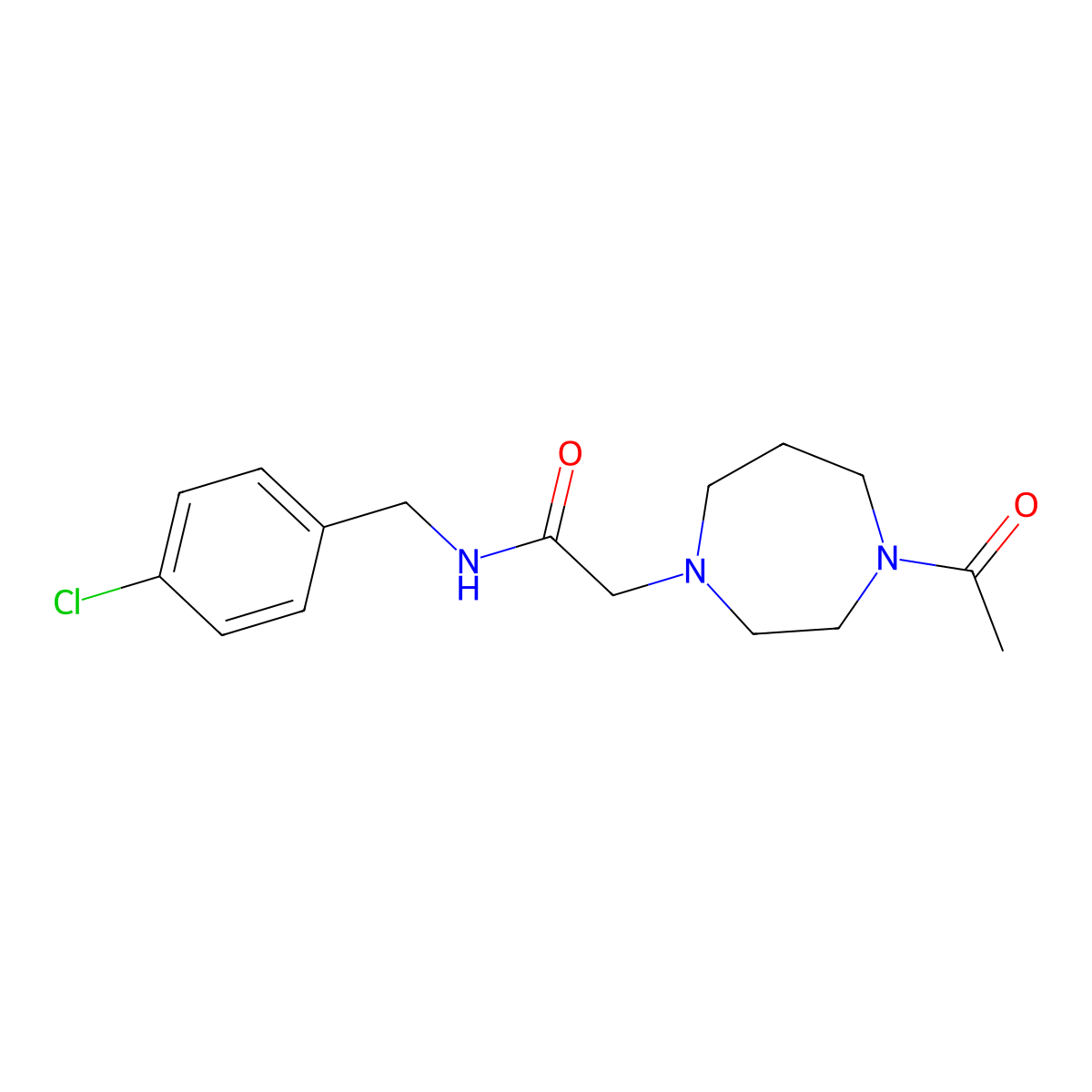 2-(4-acetyl-1,4-diazepan-1-yl)-N-[(4-chlorophenyl)methyl]acetamide molecular structure, CAS 2454468-77-8