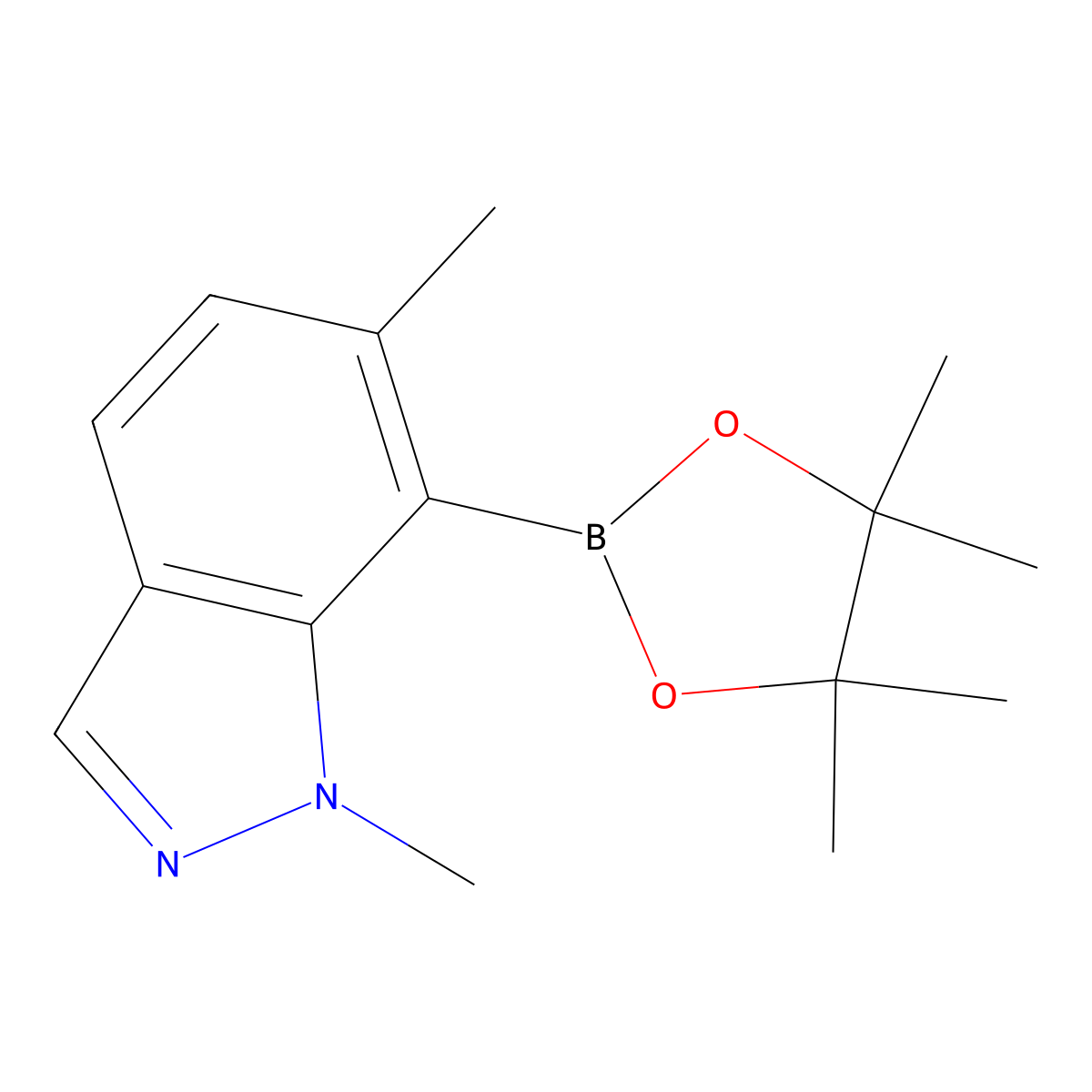 1,6-Dimethyl-7-(4,4,5,5-tetramethyl-1,3,2-dioxaborolan-2-yl)indazole molecular structure, CAS 2454490-89-0