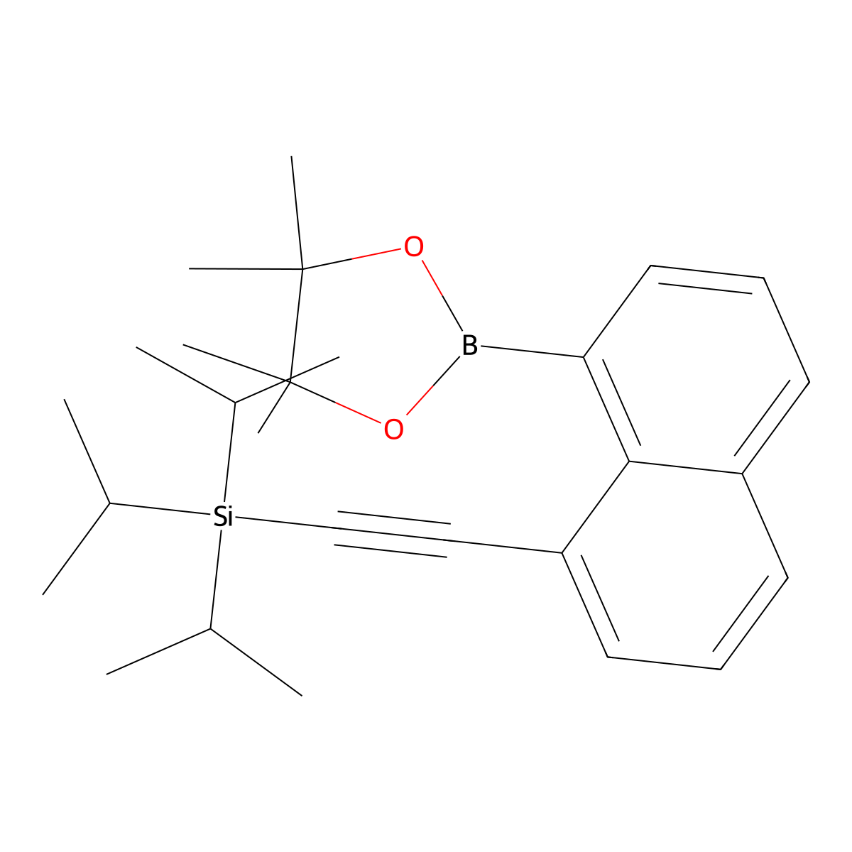 Triisopropyl((8-(4,4,5,5-tetramethyl-1,3,2-dioxaborolan-2-yl)naphthalen-1-yl)ethynyl)silane molecular structure, CAS 2454490-92-5