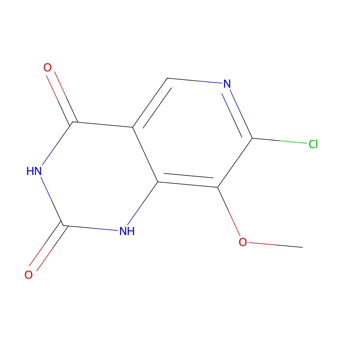 7-Chloro-8-methoxy-1H-pyrido[4,3-D]pyrimidine-2,4-dione molecular structure, CAS 2454491-07-5