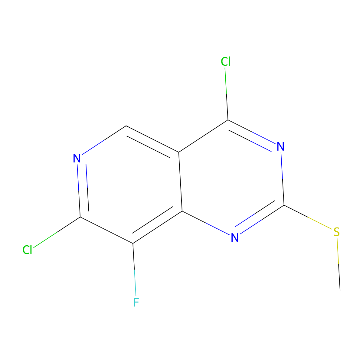 4,7-Dichloro-8-fluoro-2-(methylthio)pyrido[4,3-d]pyrimidine molecular structure, CAS 2454491-14-4