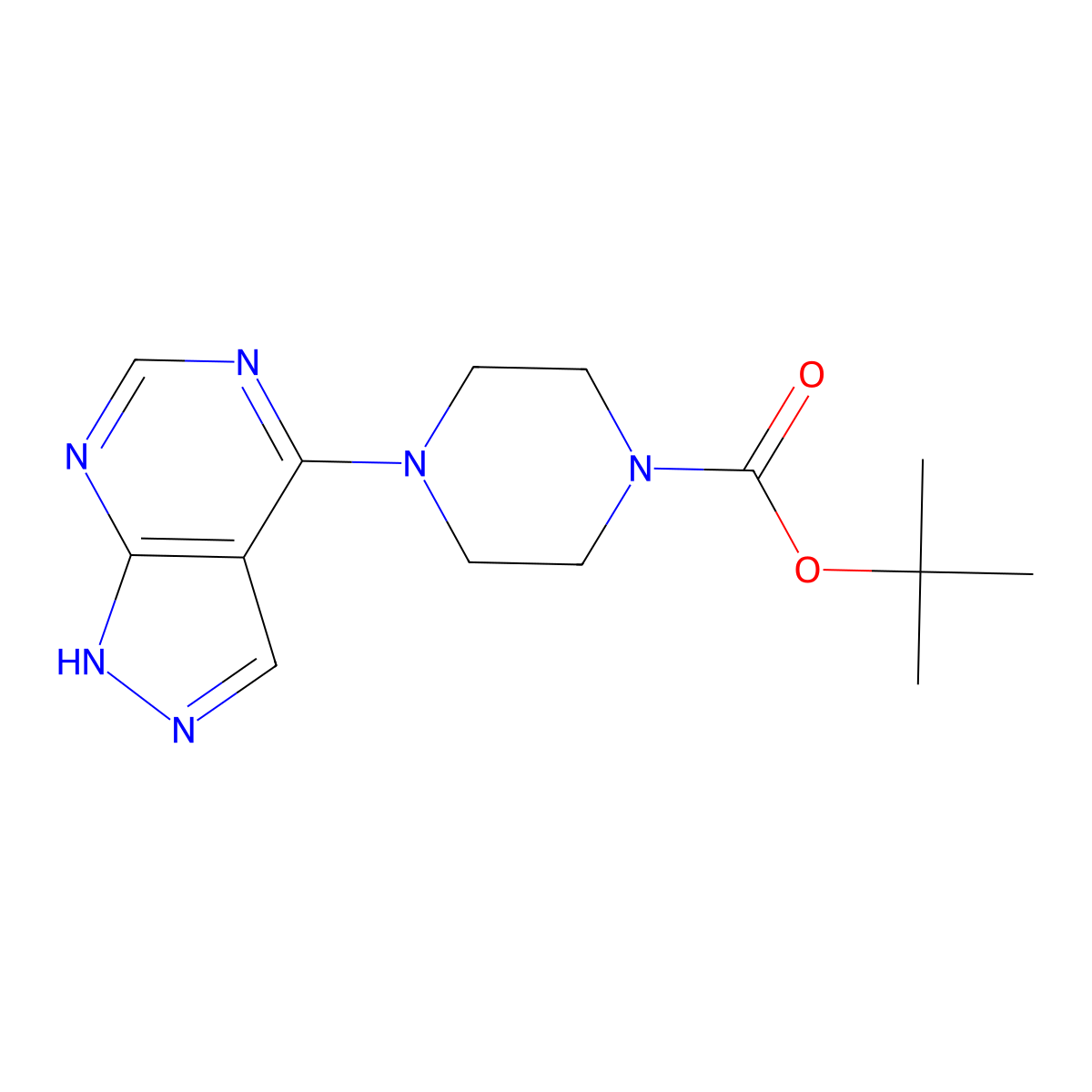 tert-butyl 4-(1H-pyrazolo[3,4-d]pyrimidin-4-yl)piperazine-1-carboxylate molecular structure, CAS 245450-02-6