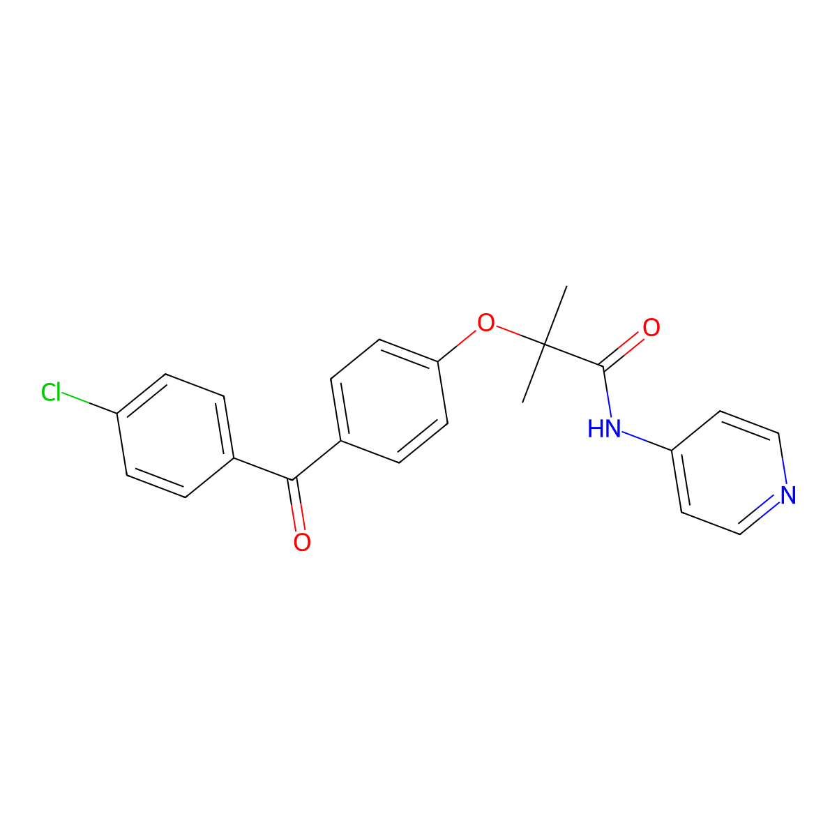 2-[4-(4-chlorobenzoyl)phenoxy]-2-methyl-N-pyridin-4-ylpropanamide molecular structure, CAS 2454582-64-8