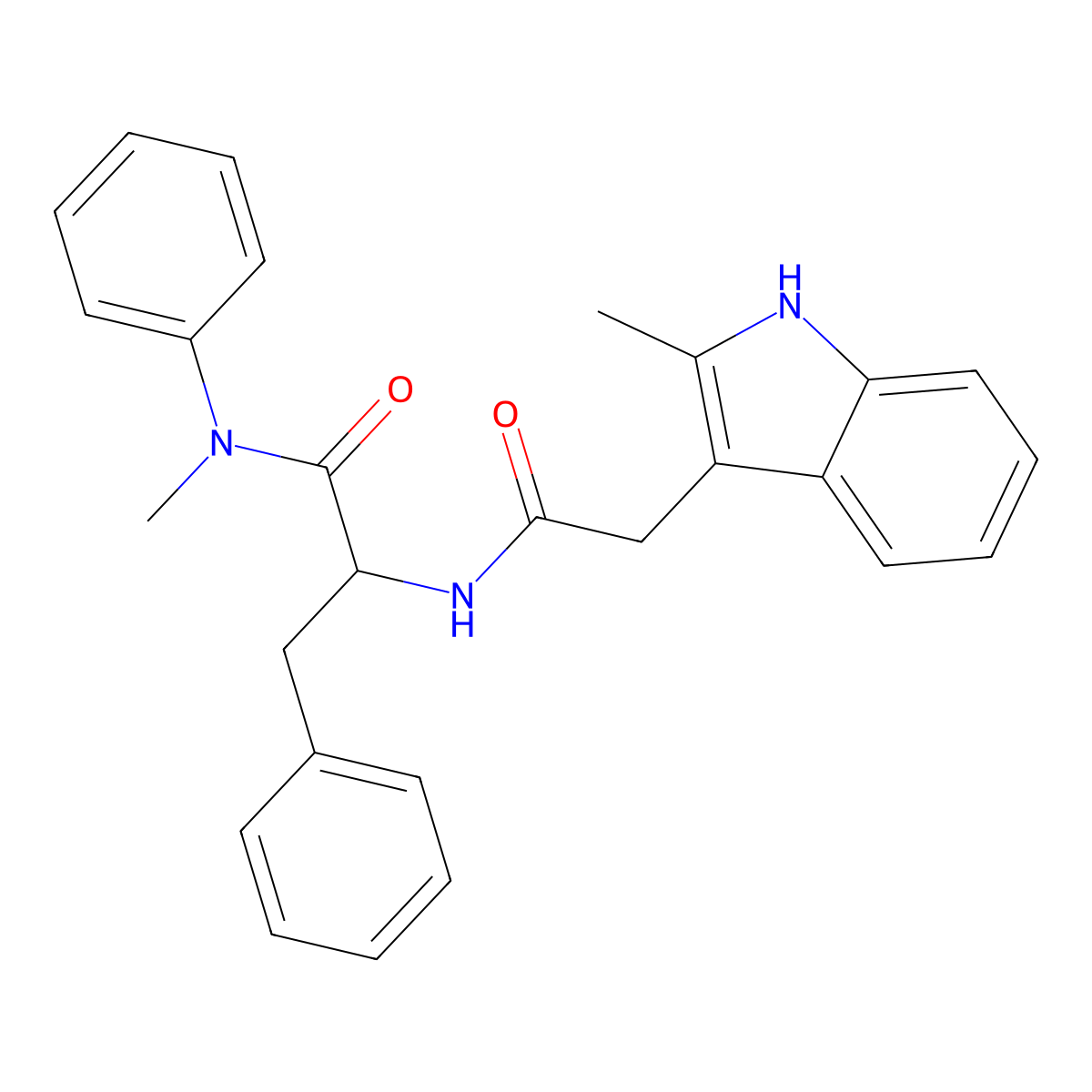 N-methyl-2-[2-(2-methyl-1H-indol-3-yl)acetamido]-N,3-diphenylpropanamide molecular structure, CAS 2454674-12-3