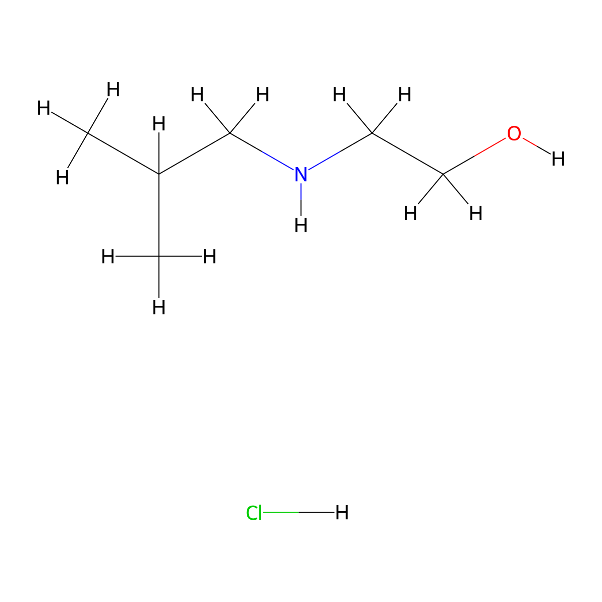 2-((2-Methylpropyl)amino)ethan-1-ol hydrochloride molecular structure, CAS 245487-94-9