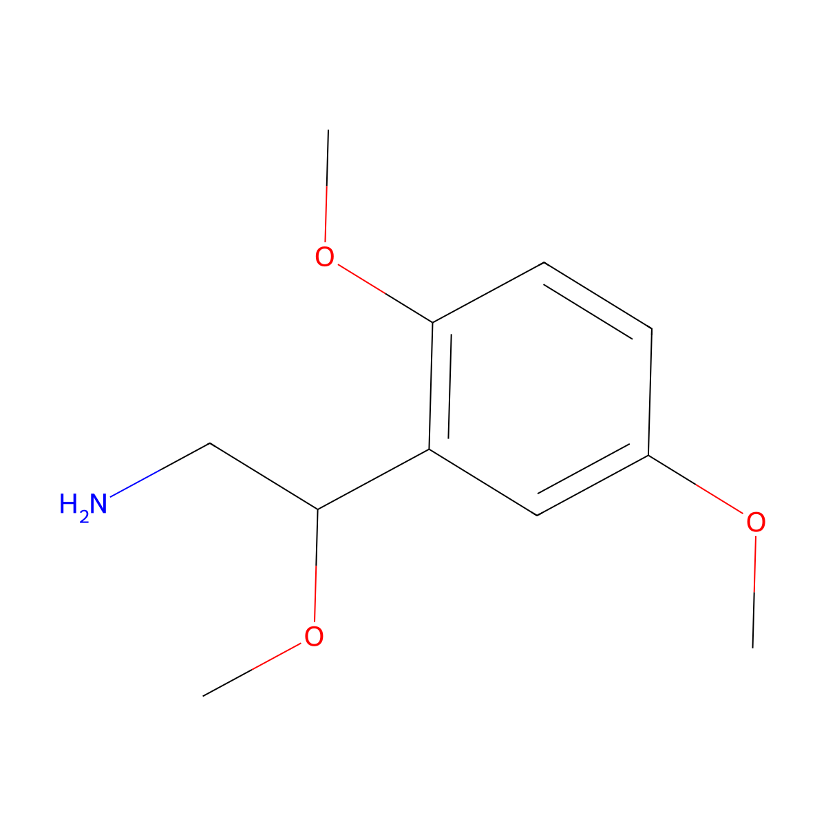 Benzeneethanamine, beta,2,5-trimethoxy- molecular structure, CAS 24550-14-9