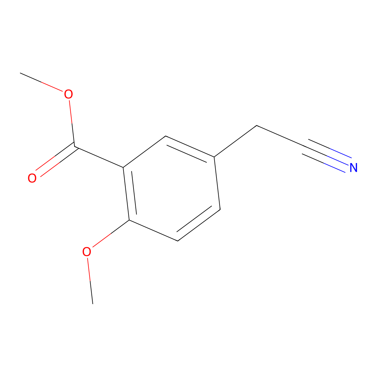 Methyl 5-(cyanomethyl)-2-methoxybenzoate molecular structure, CAS 24550-59-2