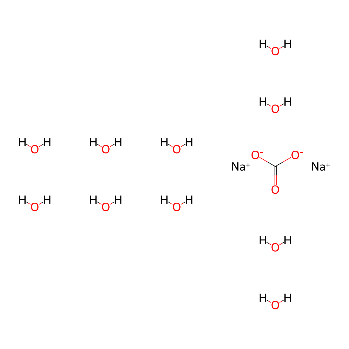Sodium Carbonate Decahydrate molecular structure, CAS 24551-51-7