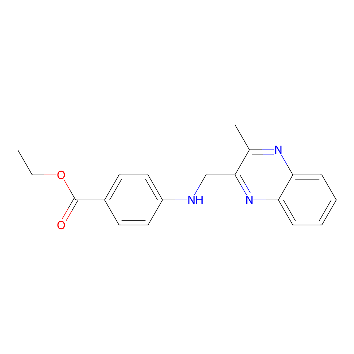 Ethyl 4-{[(3-methylquinoxalin-2-yl)methyl]amino}benzoate molecular structure, CAS 24554-11-8