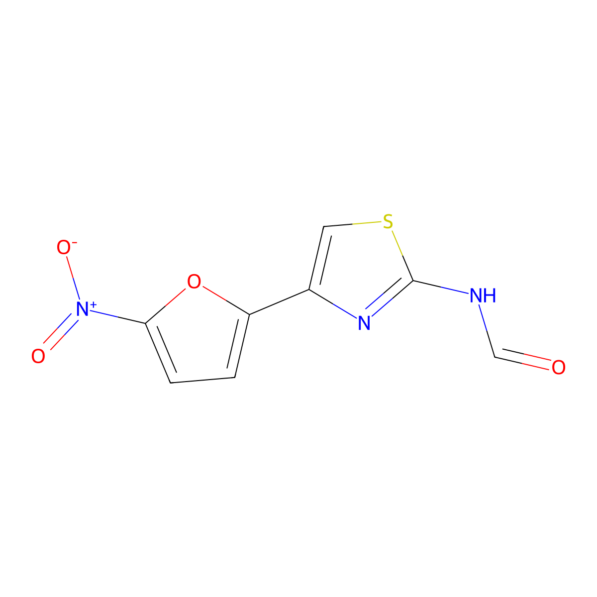 N-(4-(5-Nitro-2-furyl)-2-thiazolyl)formamide molecular structure, CAS 24554-26-5