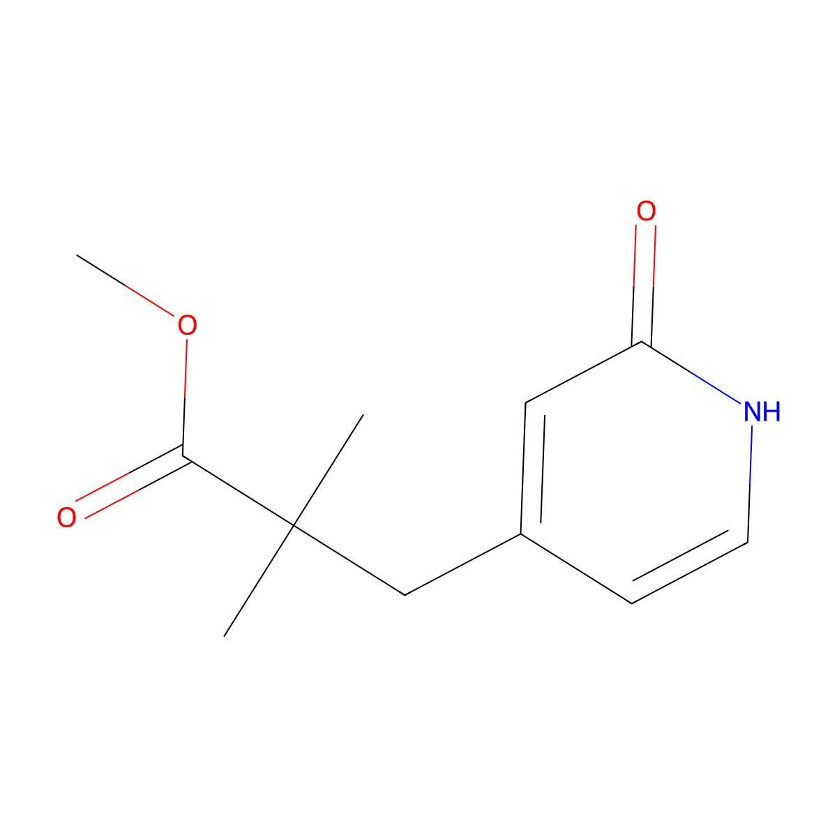 Methyl 2,2-dimethyl-3-(2-oxo-1,2-dihydropyridin-4-yl)propanoate molecular structure, CAS 2455427-64-0