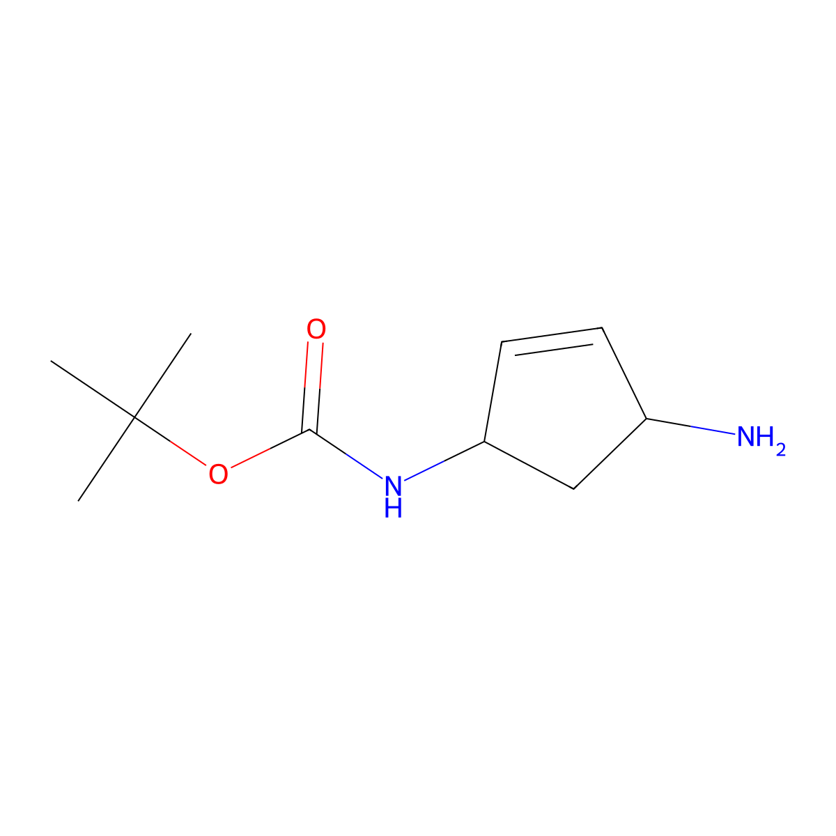 Tert-butyl N-[(1R,4R)-4-aminocyclopent-2-EN-1-YL]carbamate molecular structure, CAS 2455428-55-2