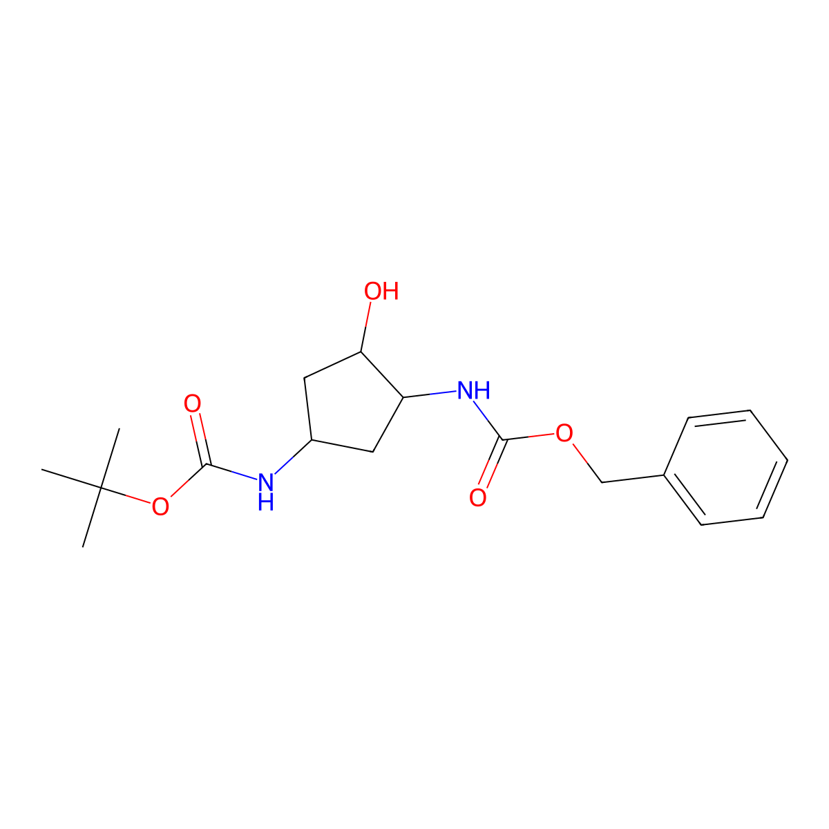 Tert-butyl N-[(1R,3R)-3-(benzyloxycarbonylamino)-4-hydroxy-cyclopentyl]carbamate molecular structure, CAS 2455428-59-6