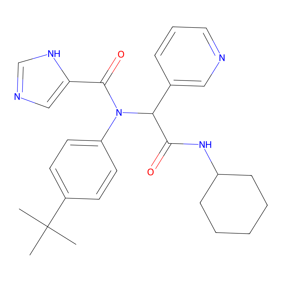 N-(4-tert-butylphenyl)-N-[(1R)-2-(cyclohexylamino)-2-oxo-1-(pyridin-3-yl)ethyl]-1H-imidazole-4-carboxamide molecular structure, CAS 2455518-33-7