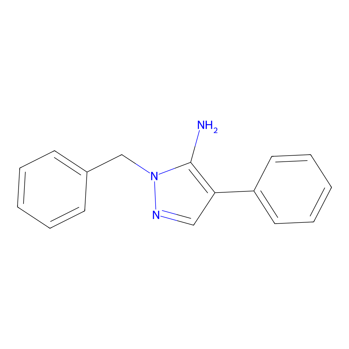 1-benzyl-4-phenyl-1H-pyrazol-5-amine molecular structure, CAS 245556-50-7