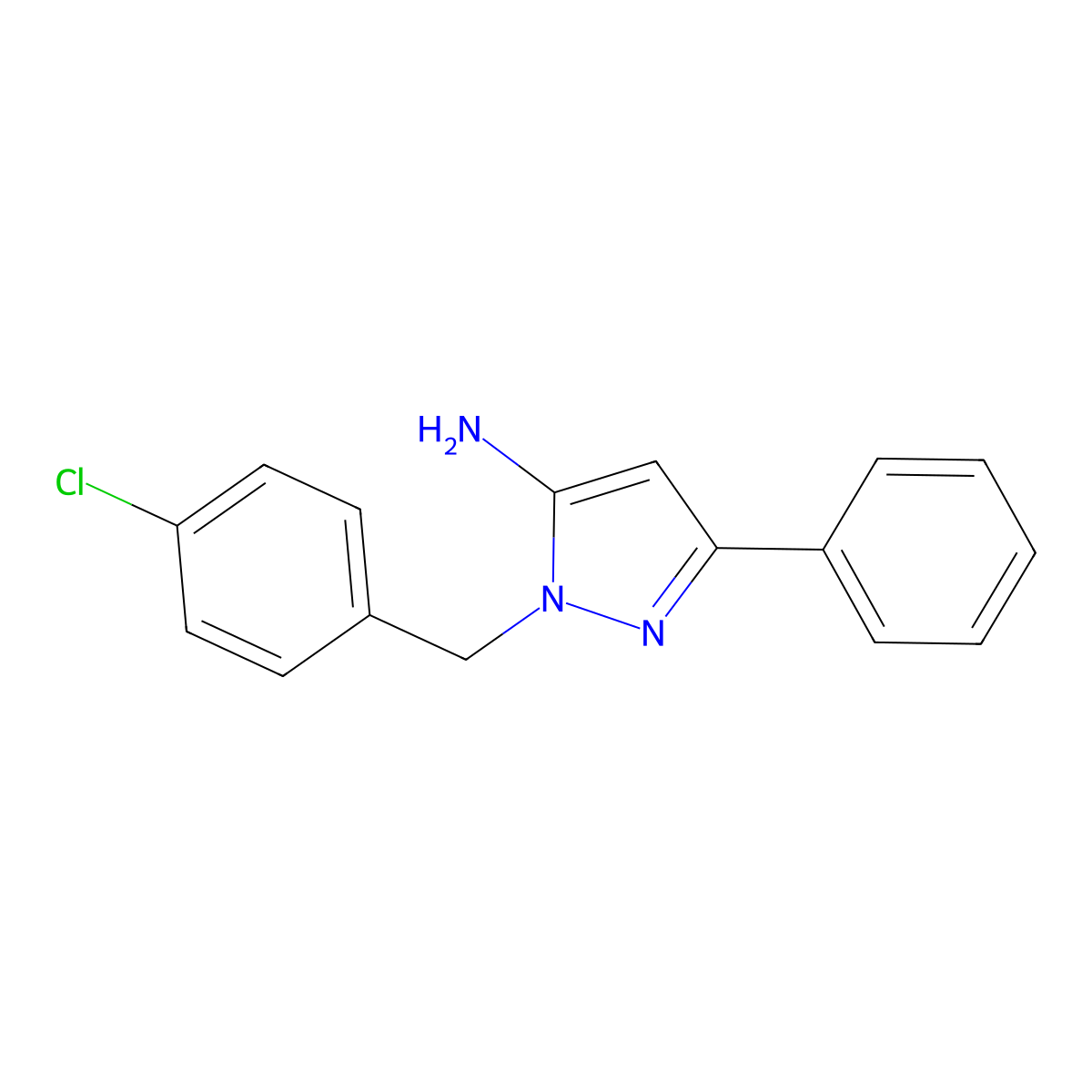 2-(4-Chloro-benzyl)-5-phenyl-2H-pyrazol-3-ylamine molecular structure, CAS 245556-52-9