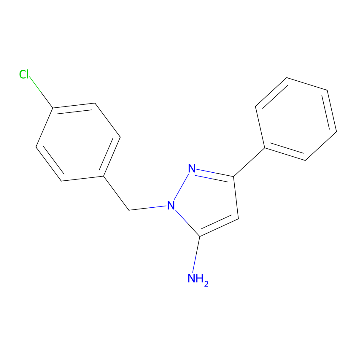 2-(4-Chloro-benzyl)-5-phenyl-2H-pyrazol-3-ylamine molecular structure, CAS 245556-52-9