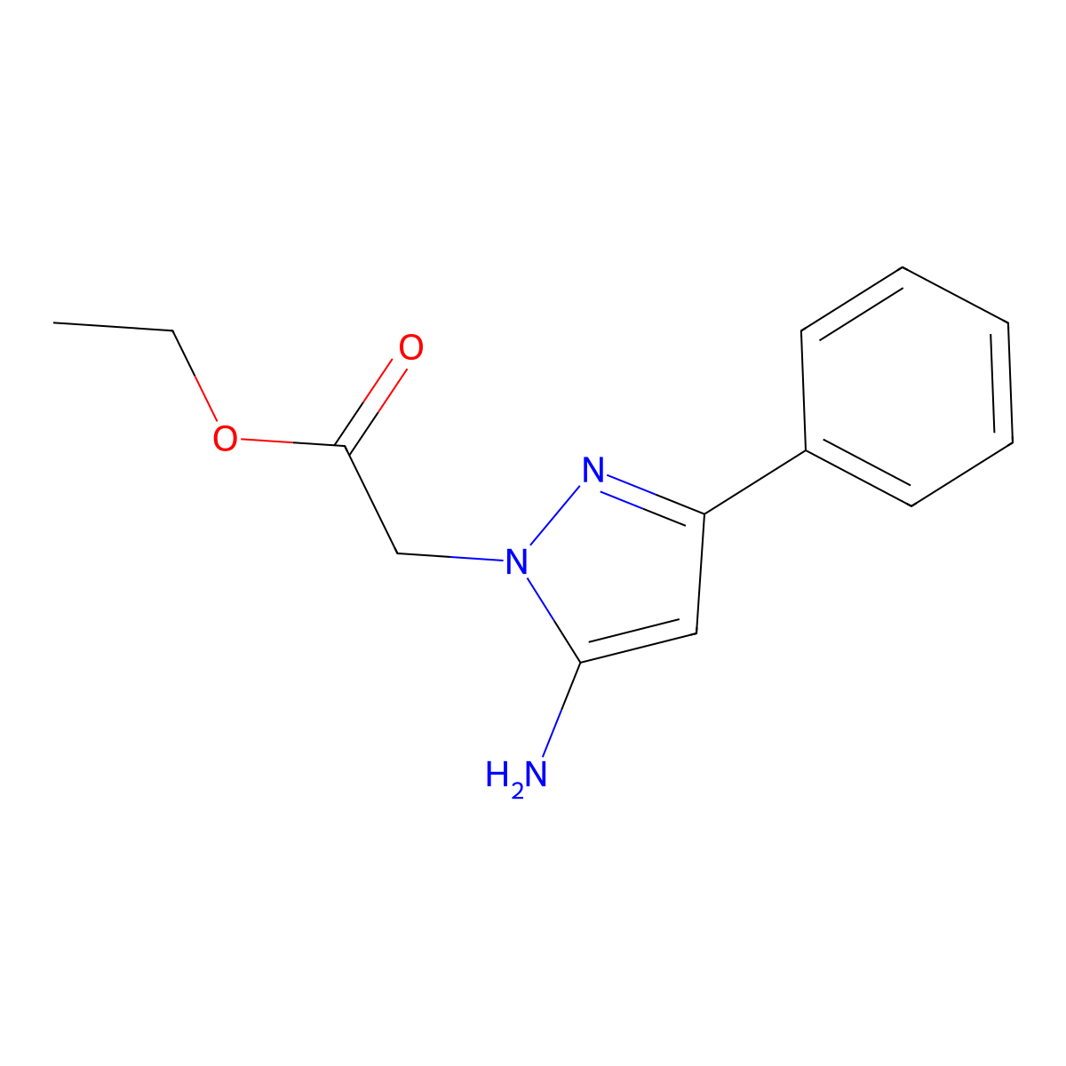 ethyl 2-(5-amino-3-phenyl-1H-pyrazol-1-yl)acetate molecular structure, CAS 245556-53-0