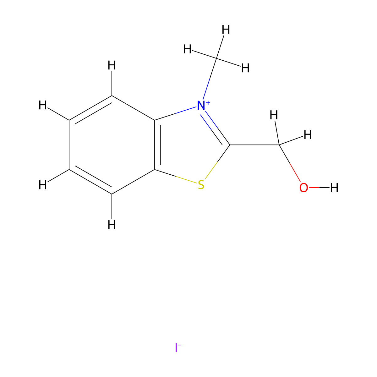 2-(Hydroxymethyl)-3-methyl-1,3-benzothiazol-3-ium iodide molecular structure, CAS 24556-95-4