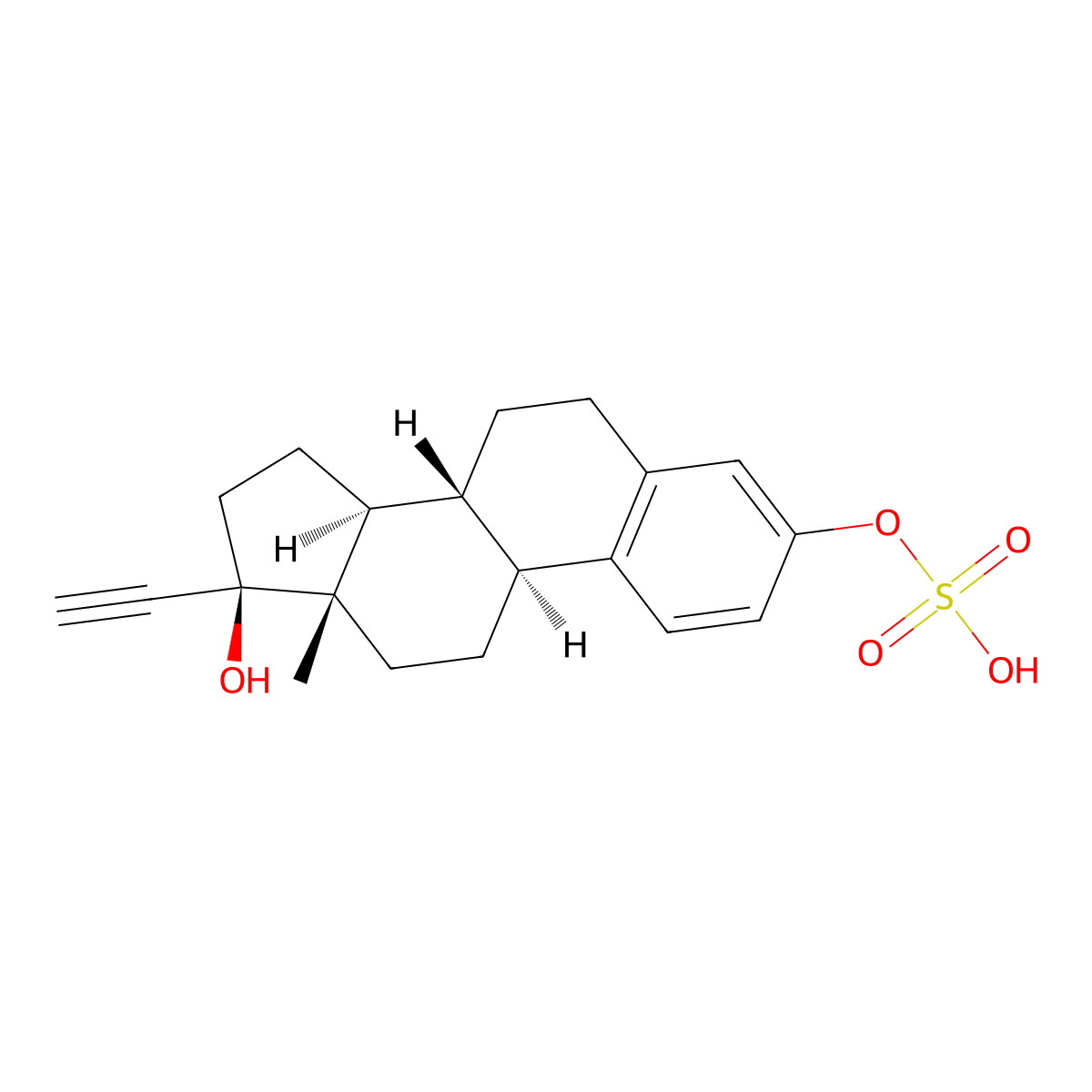 Ethynylestradiol 3-sulfate molecular structure, CAS 24560-70-1