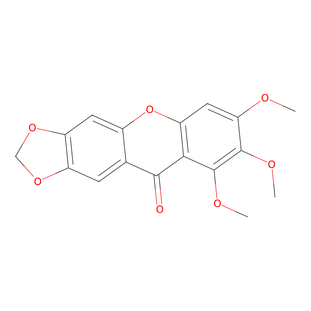 7,8,9-Trimethoxy-10H-1,3-dioxolo[4,5-b]xanthen-10-one molecular structure, CAS 24562-58-1