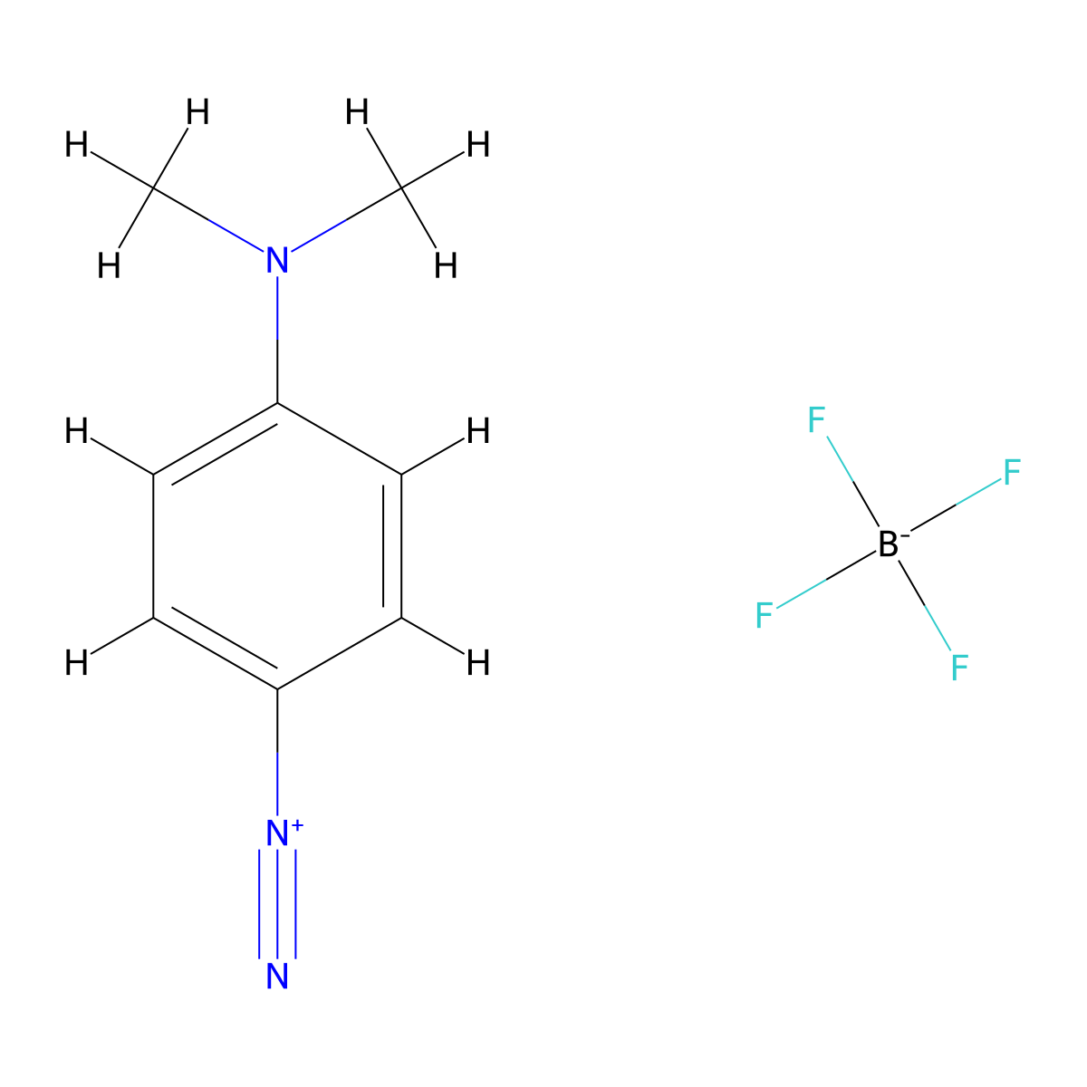 Benzenediazonium, 4-(dimethylamino)-, tetrafluoroborate(1-) (1:1) molecular structure, CAS 24564-52-1