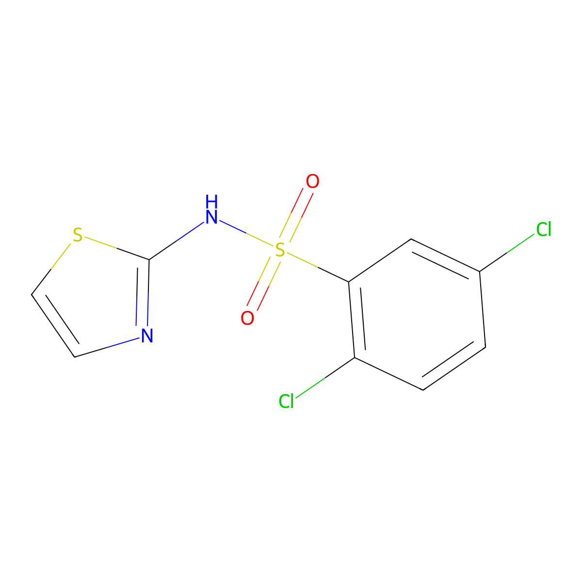 2,5-dichloro-N-(1,3-thiazol-2-yl)benzenesulfonamide molecular structure, CAS 245647-57-8