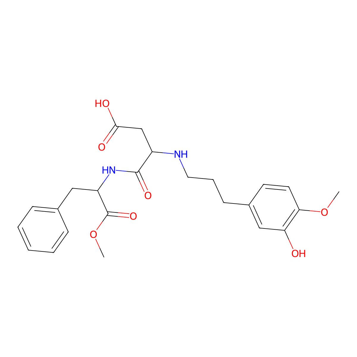 N-(3-(3-Hydroxy-4-methoxyphenyl)propyl)-L-alpha-aspartyl-L-phenylalanine 2-methyl ester molecular structure, CAS 245650-17-3