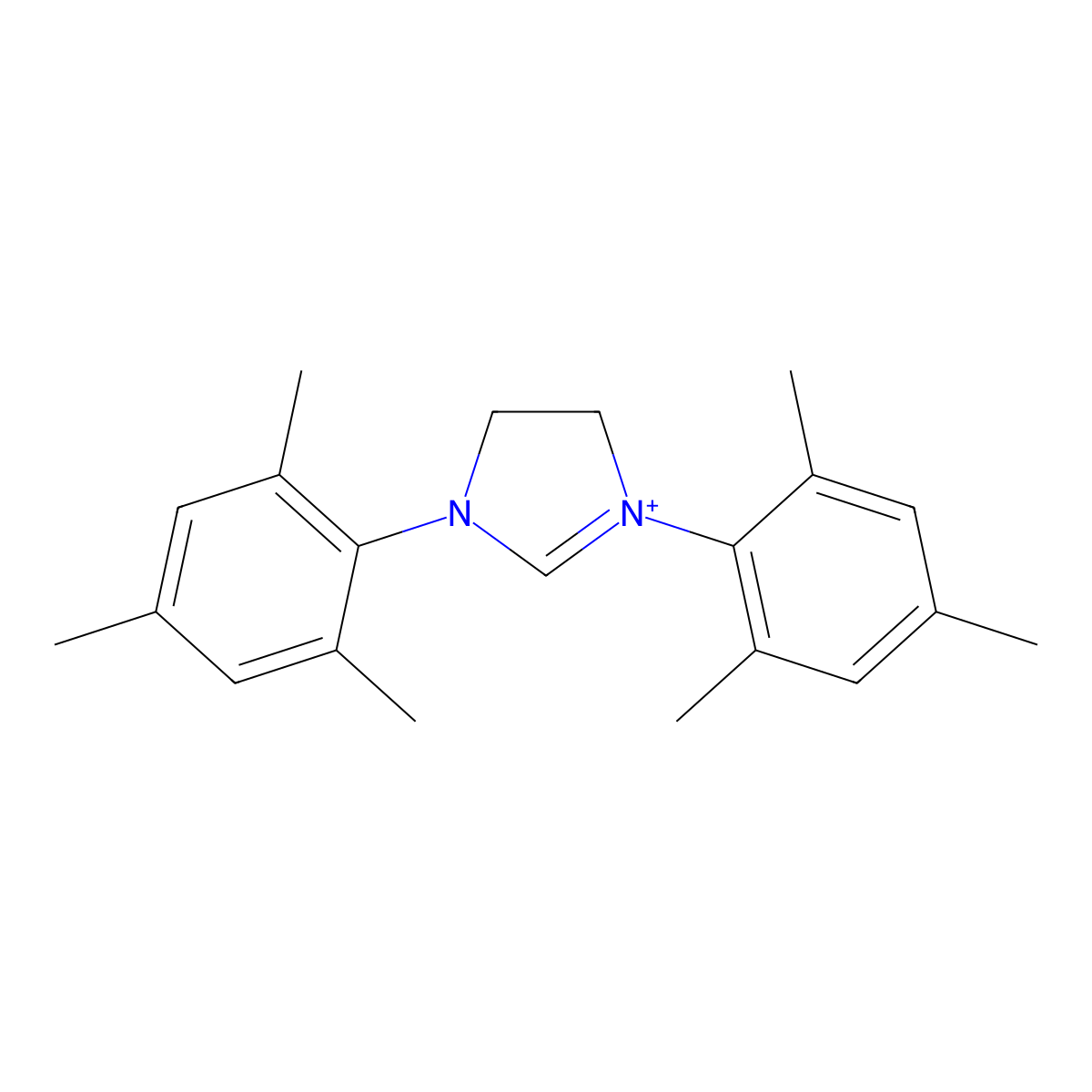 1,3-Bis(2,4,6-trimethylphenyl)-4,5-dihydroimidazol-1-ium molecular structure, CAS 245679-17-8