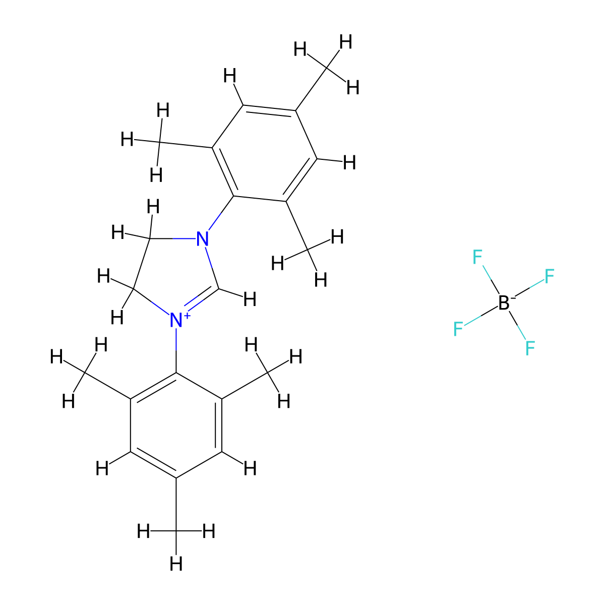 1,3-Bis(2,4,6-trimethylphenyl)-4,5-dihydroimidazolium tetrafluoroborate molecular structure, CAS 245679-18-9