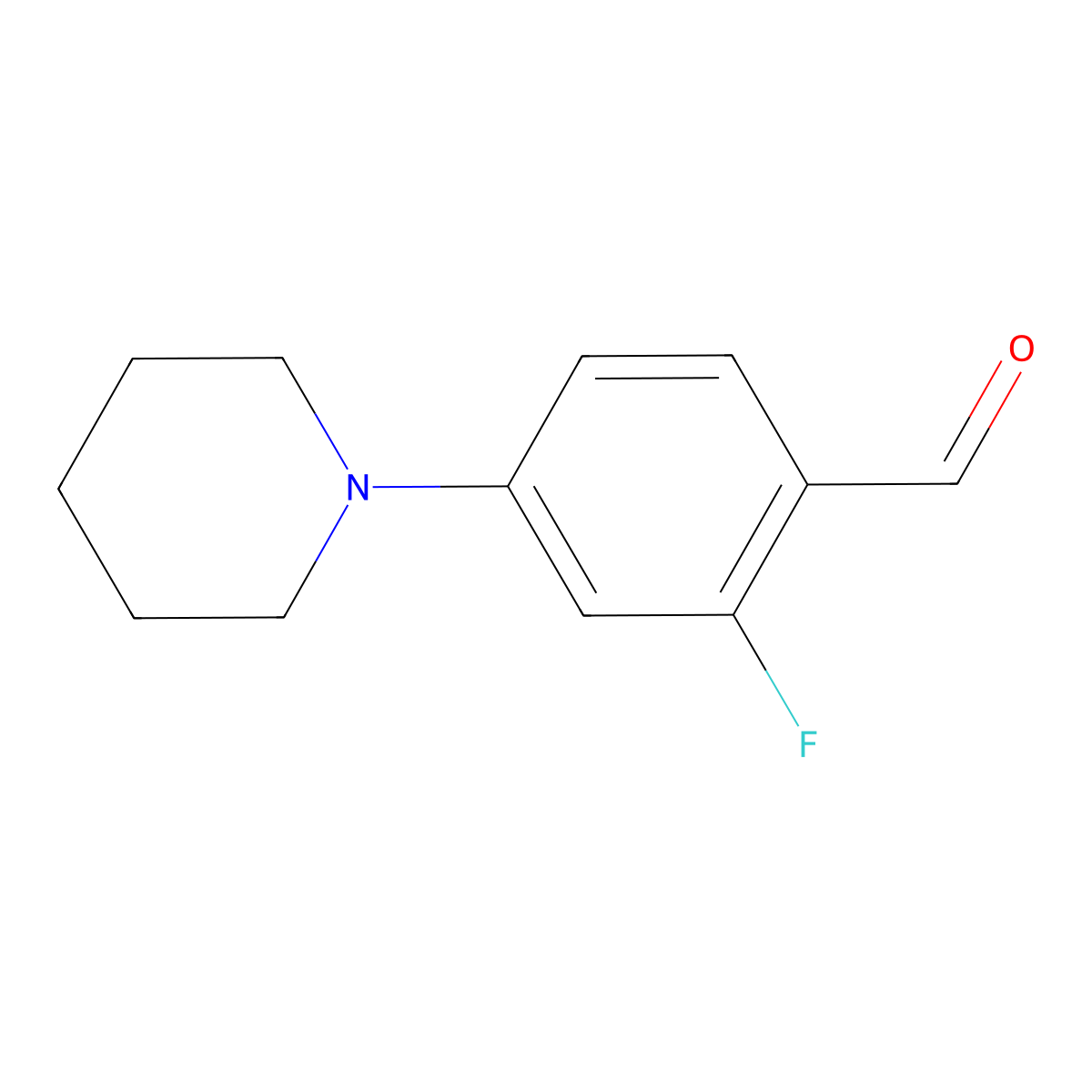 2-Fluoro-4-piperidin-1-yl-benzaldehyde molecular structure, CAS 245725-32-0