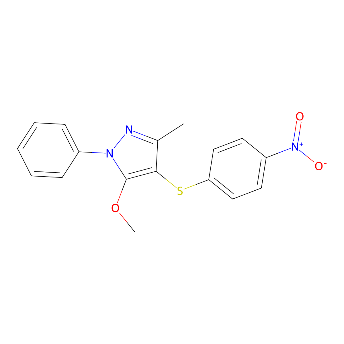 5-methoxy-3-methyl-4-[(4-nitrophenyl)sulfanyl]-1-phenyl-1H-pyrazole molecular structure, CAS 245725-82-0