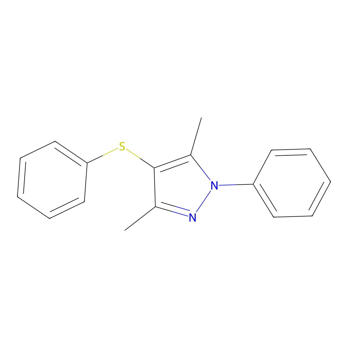 3,5-dimethyl-1-phenyl-4-(phenylthio)-1H-pyrazole molecular structure, CAS 245725-85-3