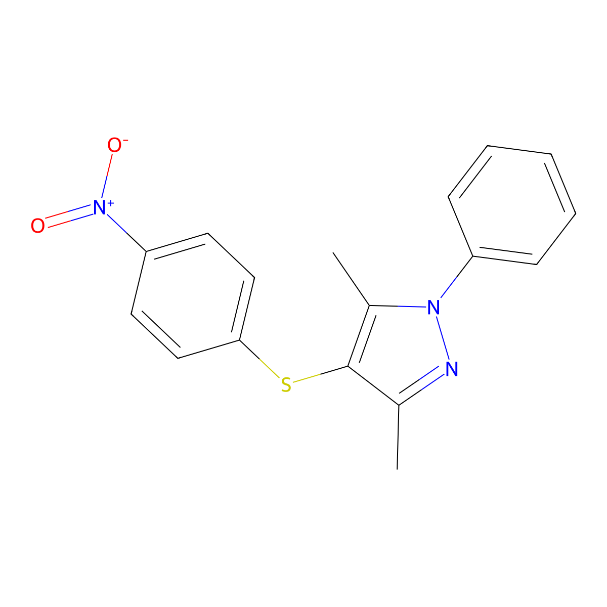 3,5-dimethyl-4-[(4-nitrophenyl)sulfanyl]-1-phenyl-1H-pyrazole molecular structure, CAS 245725-86-4