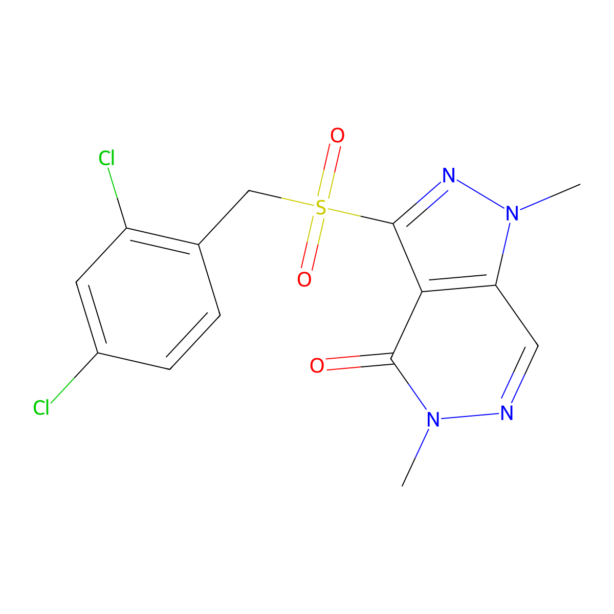 3-[(2,4-Dichlorophenyl)methylsulfonyl]-1,5-dimethylpyrazolo[3,4-d]pyridazin-4-one molecular structure, CAS 245728-49-8