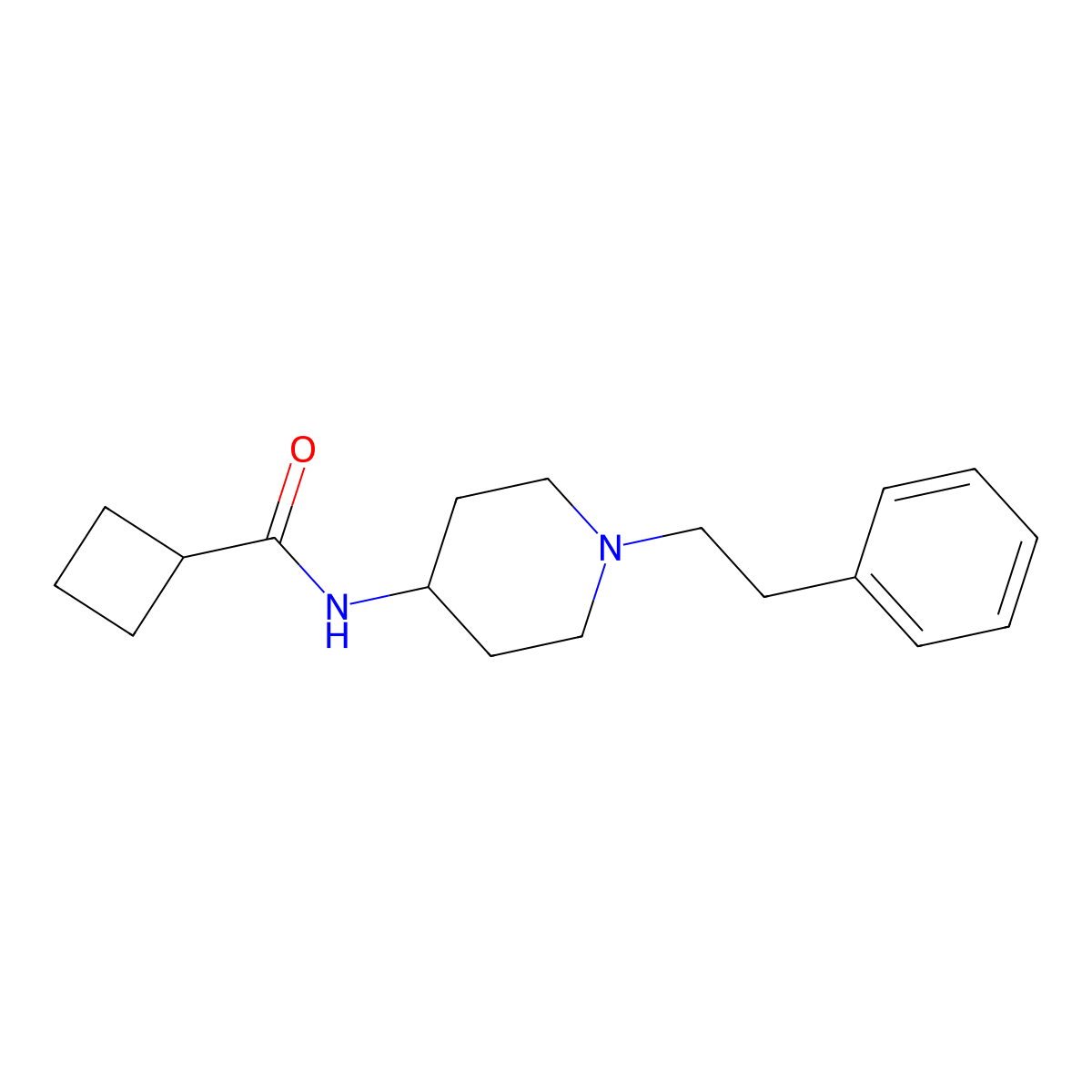 N-[1-(2-phenylethyl)piperidin-4-yl]cyclobutanecarboxamide molecular structure, CAS 2457285-33-3