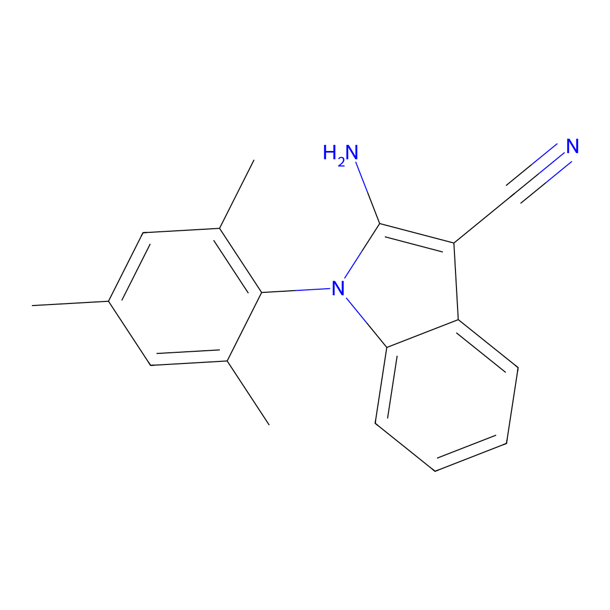 2-Amino-1-mesityl-1H-indole-3-carbonitrile molecular structure, CAS 245734-94-5