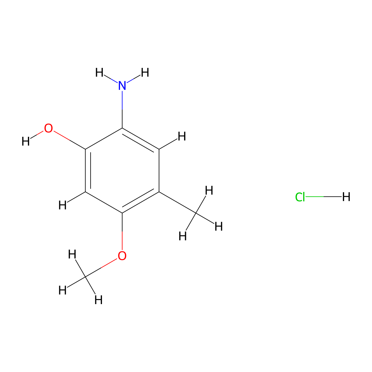 2-Amino-5-methoxy-4-methylphenol hydrochloride molecular structure, CAS 245737-34-2