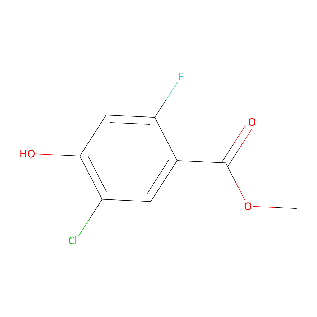 Methyl 5-chloro-2-fluoro-4-hydroxybenzoate molecular structure, CAS 245743-64-0