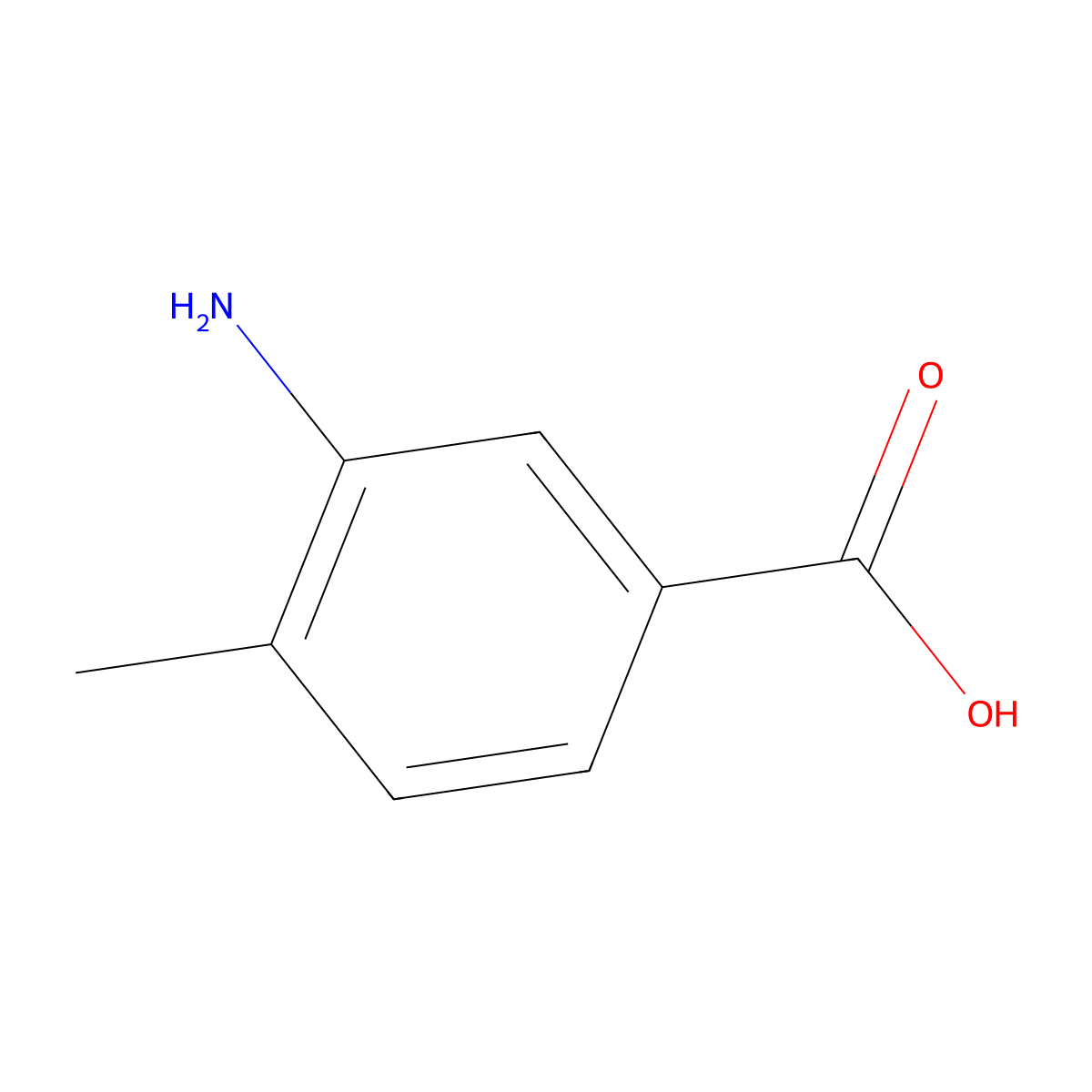 3-Amino-4-methylbenzoic acid molecular structure, CAS 2458-12-0