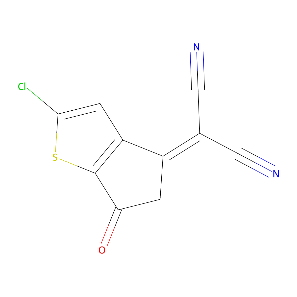 2-(2-Chloro-6-oxo-5,6-dihydro-4H-cyclopenta[b]thiophen-4-ylidene)malononitrile molecular structure, CAS 2458113-91-0